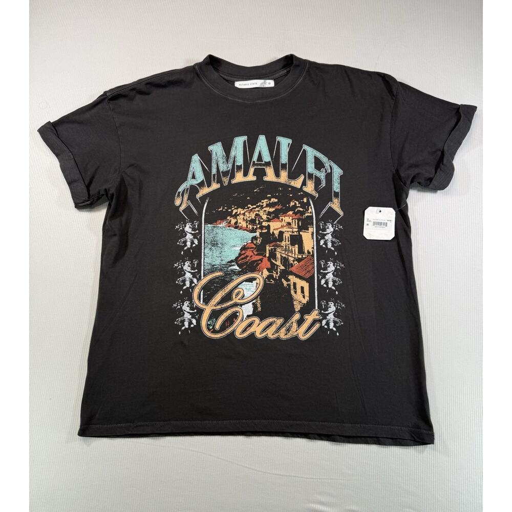 Altar’d State Amalfi Coast Graphic T Shirt Black Cotton Medium NWT